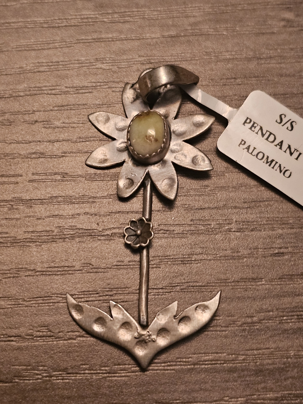 Sterling Silver Palomino Stone Flower Pendant — NWT